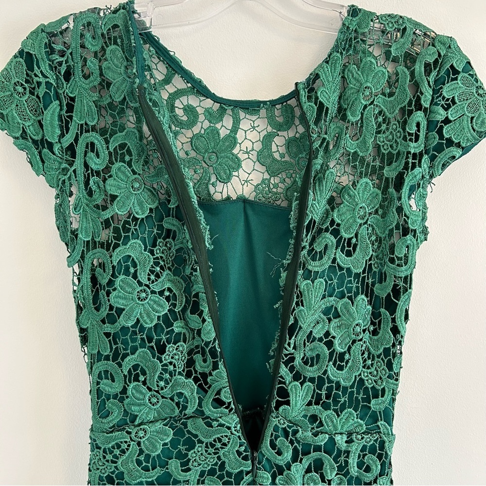 (SOLD) Emerald Green Lace Dress Size XS - Picture 9 of 12